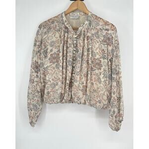 Revolve Boho Blouse Paisley Floral Button Front Festival Cottagecore Womens S